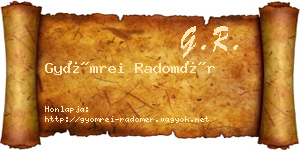 Gyömrei Radomér névjegykártya